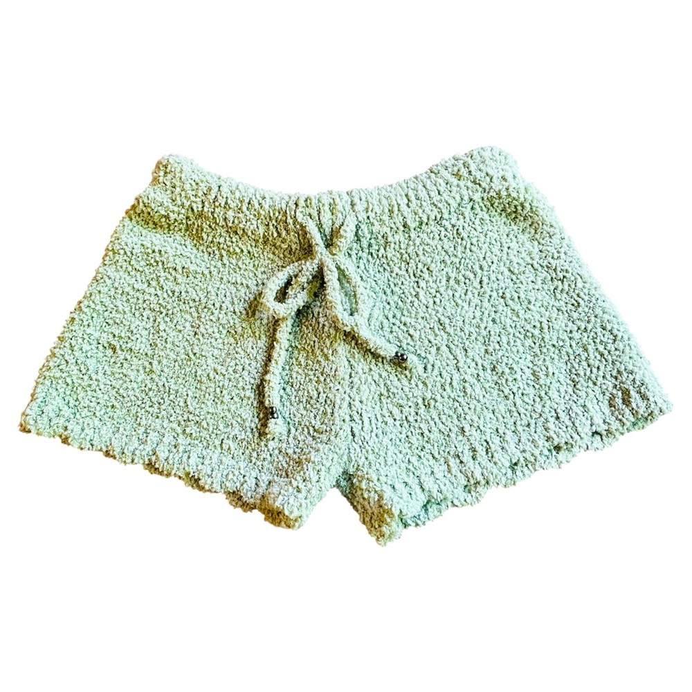 Pol Green Cozy Textured Knit Shorts Medium